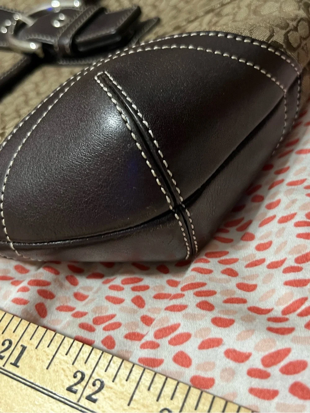 Coach Brown Signature Canvas Shoulder Bag with Dark Brown Leather Accents - Picture 5 of 12